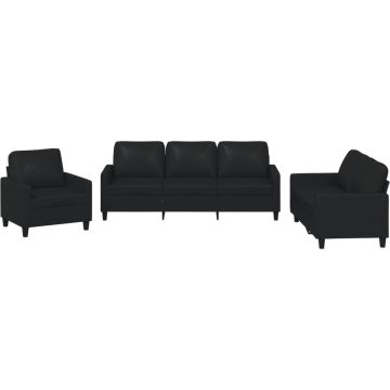 vidaXL-3-delige-Loungeset-met-kussens-kunstleer-zwart