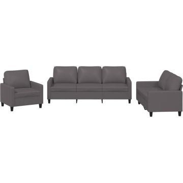 vidaXL-3-delige-Loungeset-met-kussens-kunstleer-grijs