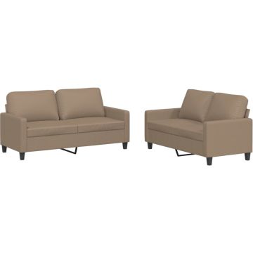 vidaXL-2-delige-Loungeset-met-kussens-kunstleer-cappuccino