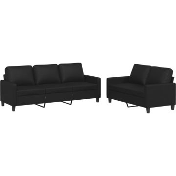 vidaXL-2-delige-Loungeset-met-kussens-kunstleer-zwart