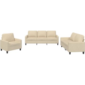 vidaXL-3-delige-Loungeset-met-kussens-stof-crèmekleurig