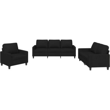 vidaXL-3-delige-loungeset-met-kussens-stof-zwart