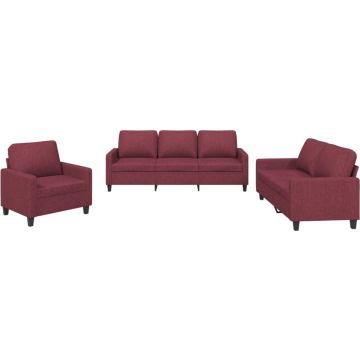 vidaXL-3-delige-Loungeset-met-kussens-stof-wijnrood