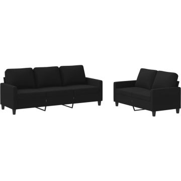 vidaXL-2-delige-loungeset-met-kussens-stof-zwart