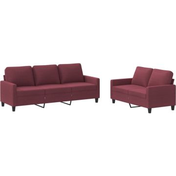 vidaXL-2-delige-Loungeset-met-kussens-stof-wijnrood