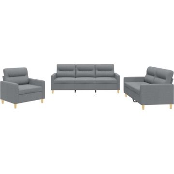 vidaXL-3-delige-Loungeset-met-kussens-stof-lichtgrijs