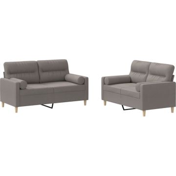 vidaXL-2-delige-Loungeset-met-kussens-stof-taupe