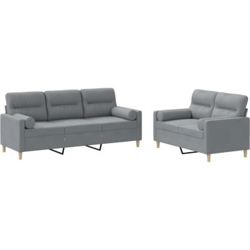 vidaXL-2-delige-Loungeset-met-kussens-stof-lichtgrijs