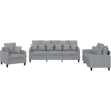 vidaXL-3-delige-Loungeset-met-kussens-stof-lichtgrijs