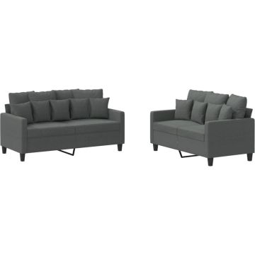 vidaXL-2-delige-Loungeset-met-kussens-stof-donkergrijs