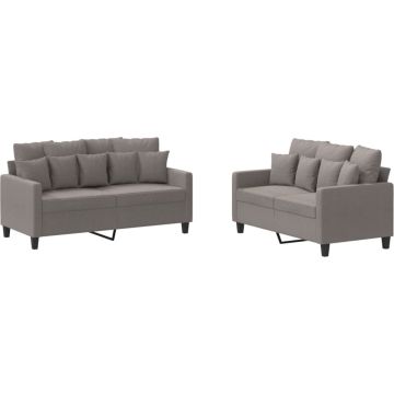 vidaXL-2-delige-Loungeset-met-kussens-stof-taupe