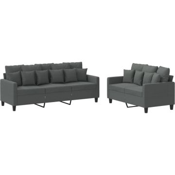 vidaXL-2-delige-Loungeset-met-kussens-stof-donkergrijs