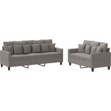 vidaXL-2-delige-Loungeset-met-kussens-stof-taupe