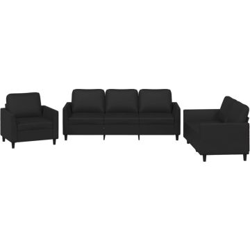 vidaXL-3-delige-Loungeset-met-kussens-kunstleer-zwart