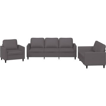 vidaXL-3-delige-Loungeset-met-kussens-kunstleer-grijs