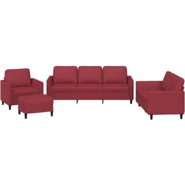 vidaXL-4-delige-Loungeset-met-kussens-fluweel-wijnrood