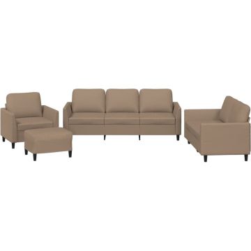 vidaXL-4-delige-Loungeset-met-kussens-kunstleer-cappuccino