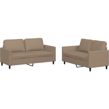 vidaXL-2-delige-Loungeset-met-kussens-kunstleer-cappuccino