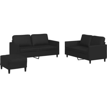 vidaXL-3-delige-Loungeset-met-kussens-kunstleer-zwart