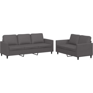 vidaXL-2-delige-Loungeset-met-kussens-kunstleer-grijs