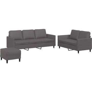 vidaXL-3-delige-Loungeset-met-kussens-kunstleer-grijs