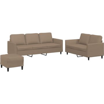 vidaXL-3-delige-Loungeset-met-kussens-kunstleer-cappuccino