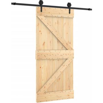 vidaXL-Schuifdeur-met-beslag-95x210-cm-massief-grenenhout