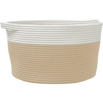 vidaXL-Opbergmand-Ø-40x25-cm-katoen-beige-en-wit