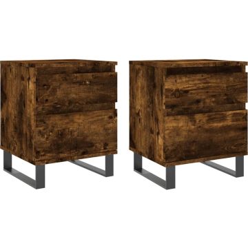 vidaXL-Nachtkastjes-2-st-40x35x50-cm-bewerkt-hout-gerookt-eikenkleurig