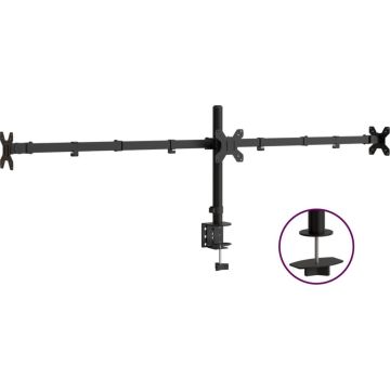 vidaXL-Monitorstandaard-drieubbel-VESA-75/100-mm-staal-zwart