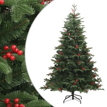 vidaXL-Kunstkerstboom-met-scharnieren-dennenappels-en-bessen-210-cm