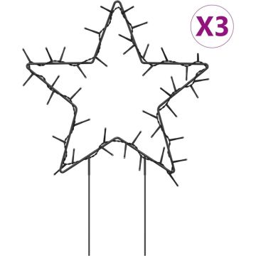 vidaXL-Kerstverlichting-ster-3-st-met-grondpinnen-50-LED's-29-cm