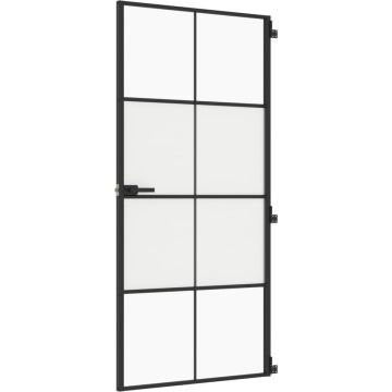 vidaXL-Binnendeur-smal-93x201,5-cm-gehard-glas-en-aluminium-zwart