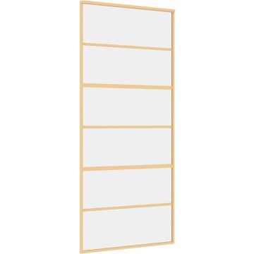 vidaXL-Schuifdeur-90x205-cm-helder-ESG-glas-en-aluminium-goudkleurig