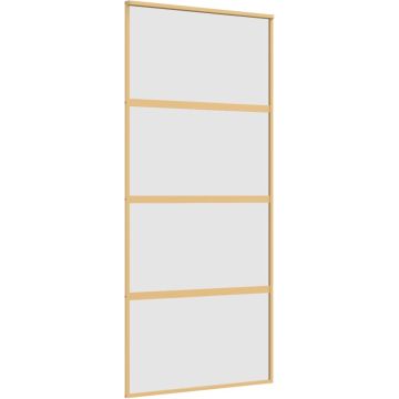 vidaXL-Schuifdeur-90x205-cm-mat-ESG-glas-en-aluminium-goudkleurig