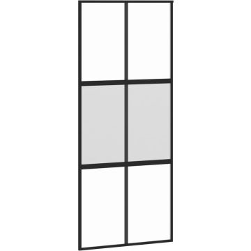 vidaXL-Schuifdeur-90x205-cm-gehard-glas-en-aluminium-zwart