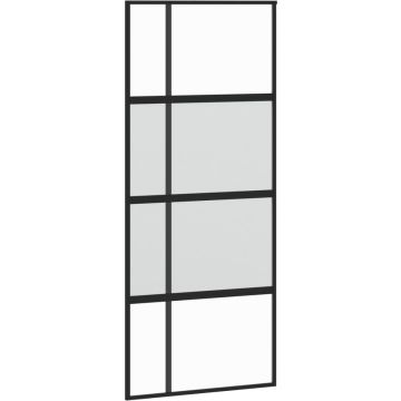 vidaXL-Schuifdeur-90x205-cm-gehard-glas-en-aluminium-zwart