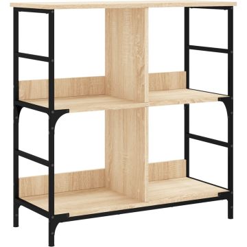 vidaXL-Boekenrek-78,5x33x82-cm-bewerkt-hout-en-ijzer-sonoma-eikenkleur