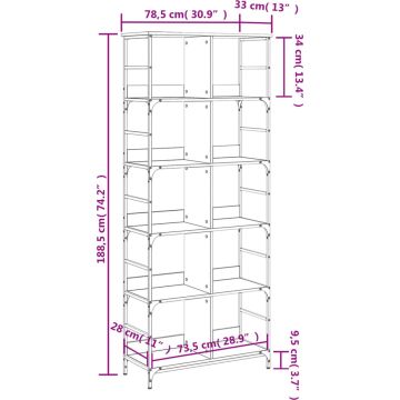 vidaXL-Boekenrek-78,5x33x188,5-cm-bewerkt-hout-zwart