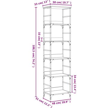 vidaXL-Boekenrek-50x33x188,5-cm-bewerkt-hout-sonoma-eikenkleurig