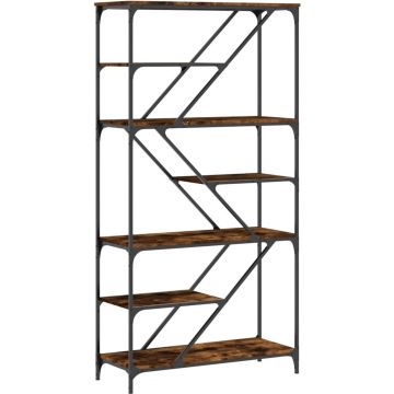 vidaXL-Boekenrek-91x36x176-cm-bewerkt-hout-en-staal-gerookt-eikenkleur