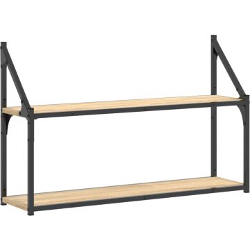 vidaXL-Wandrek-2-laags-80x21x51-cm-bewerkt-hout-sonoma-eikenkleurig