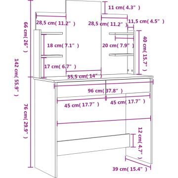 vidaXL-Kaptafel-met-spiegel-96x39x142-cm-hoogglans-wit