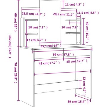 vidaXL-Kaptafel-met-spiegel-96x39x142-cm-bruin-eikenkleur