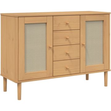 vidaXL-Dressoir-SENJA-rattan-look-112x40x80-cm-grenenhout-bruin