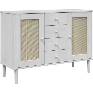 vidaXL-Dressoir-SENJA-rattan-look-112x40x80-cm-massief-grenenhout-wit