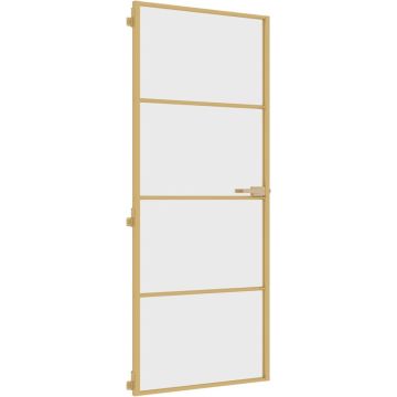 vidaXL-Binnendeur-smal-83x201,5-cm-gehard-glas-en-aluminium-goudkleur