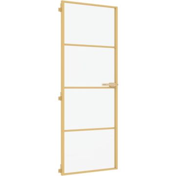 vidaXL-Binnendeur-smal-76x201,5-cm-gehard-glas-en-aluminium-goudkleur