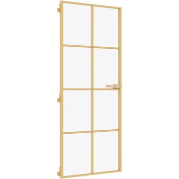 vidaXL-Binnendeur-smal-83x201,5-cm-gehard-glas-en-aluminium-goudkleur