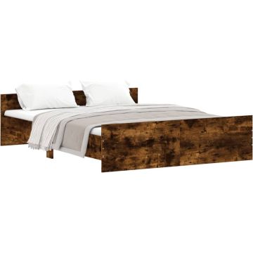 vidaXL-Bedframe-met-hoofd--en-voeteneinde-gerookt-eiken-160x200-cm